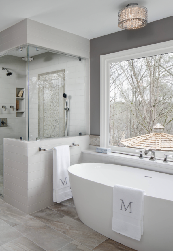 Contemporary White and Gray Bathroom Design