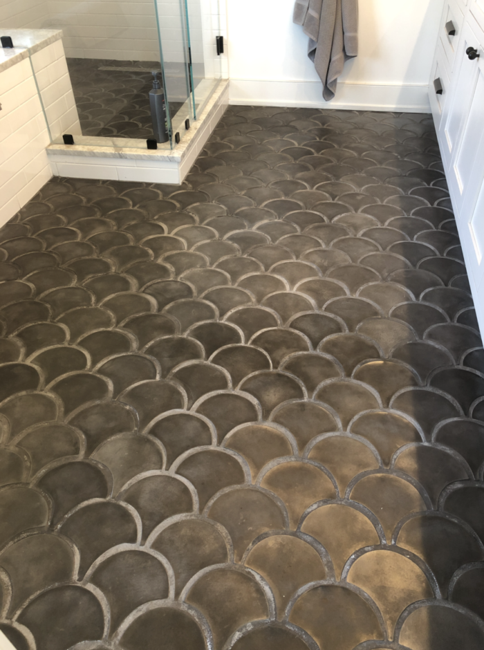 Scalloped-style Tile Bathroom Flooring