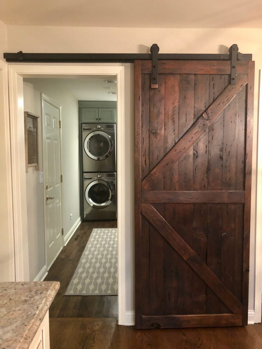 Laundry Room with Barn Wood Door